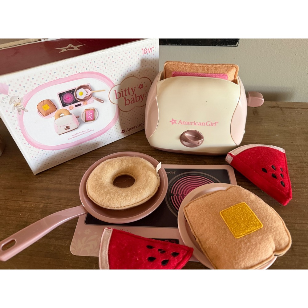 American Girl Bitty Baby Breakfast for Bitty Set Pink Toaster Play Food HGW08